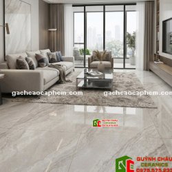 Gạch lát nền Á Mỹ 120x120 màu xám đối vân bóng kiếng