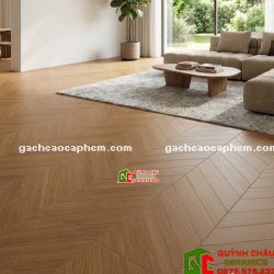 Gạch giả vân gỗ xương cá màu nâu đậm 60x120cm