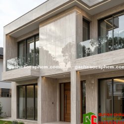 Gạch Travertine vân đá xám nhạt 60x120 bóng kiếng