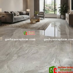 Gạch lát nền ấn độ 120x120 xám vân đá Marble bóng kiếng