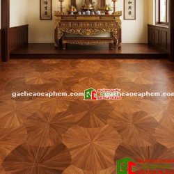 Gạch bề mặt vân gỗ hoa văn lá sen 60x120cm