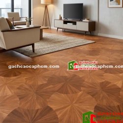 Gạch bề mặt vân gỗ hoa văn lá sen 60x120cm