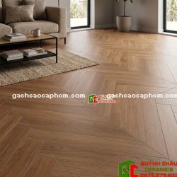 Gạch trung quốc giả gỗ vân xương cá màu nâu 60x120cm