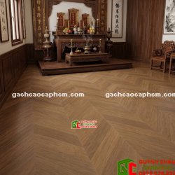 Gạch lát nền 60x120 giả gỗ nâu óc chó vân xương cá