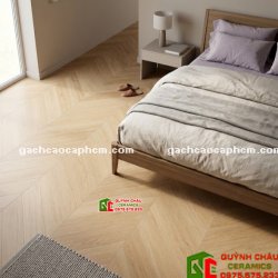 Gạch lát nền 60x120 giả vân gỗ xương cá màu gỗ sồi