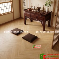 Gạch lát nền 60x120 giả vân gỗ xương cá màu gỗ sồi