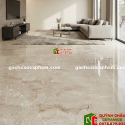 Gạch lát nền 120x120 ấn độ kem vàng vân đá bóng kiếng