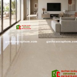 Gạch ấn độ bóng kiếng 120x120 vàng kem nhạt