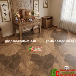 Gạch 60x120 giả gỗ họa tiết hình lá sen nghệ thuật đẹp
