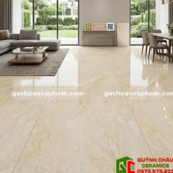 Gạch lát nền vàng kem vân đá 60x120 bóng kiếng