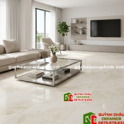 Gạch Malaysia lát nền 60x120 mờ mịn kem vân đá