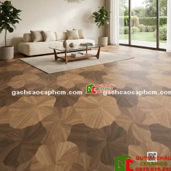 Gạch 60x120 giả gỗ họa tiết hình lá sen nghệ thuật đẹp