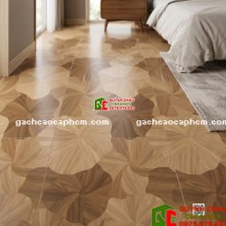Gạch lát 60x120 hoa văn lá sen mix màu gỗ