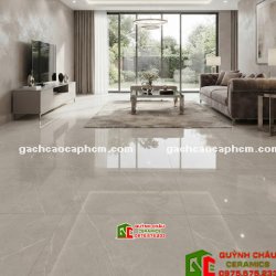 Gạch lát nền Á Mỹ 120x120 màu xám vân đá bóng kiếng