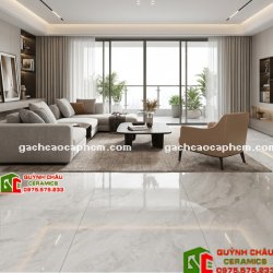 Gạch lát nền Malaysia 60x120 xám trắng vân đá bóng kiếng