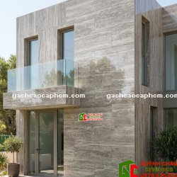 Gạch vân đá Travertine xám đậm bóng kiếng 60x120cm