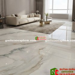 Gạch ấn độ 120x120 trắng xám nâu vân đá bóng kiếng