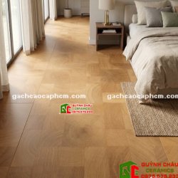  Gạch 60x120 giả gỗ họa tiết ghép màu nâu vàng