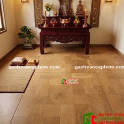  Gạch 60x120 giả gỗ họa tiết ghép màu nâu vàng