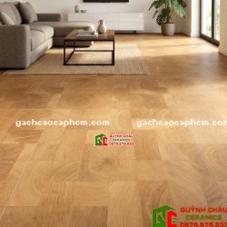 Gạch 60x120 giả gỗ họa tiết ghép màu nâu vàng