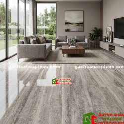 Gạch vân đá Travertine xám đậm bóng kiếng 60x120cm