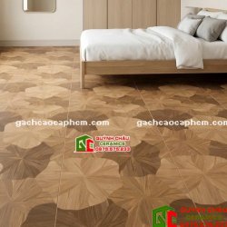 Gạch 60x120 màu gỗ họa tiết lá sen xếp chồng