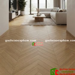 Gạch 60x120 lát nền giả gỗ vân xương cá màu nâu vàng