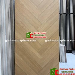 Gạch 60x120 lát nền giả gỗ vân xương cá màu nâu vàng