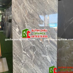 Gạch 60x120 màu xám vân đá xen trắng xéo Jodan Grey siêu bóng