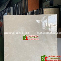 Gạch ấn độ bóng kiếng 120x120 vàng kem nhạt