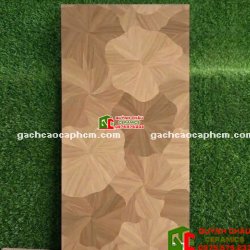 Gạch lát 60x120 hoa văn lá sen mix màu gỗ