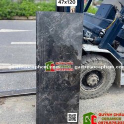 Gạch lát cầu thang 47x120 đen vân đá cao cấp