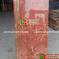 Gạch lát cầu thang nhũ vàng 47x120 đá đỏ vân trắng
