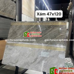 Gạch lát cầu thang xám vân đá 47x120 khắc kim
