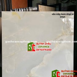 Gạch lát nền 120x120 vân đá kem nhạt Onyx bóng kiếng