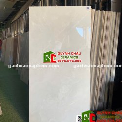 Gạch lát nền 60x120 bóng kính trắng sữa vân đá                         