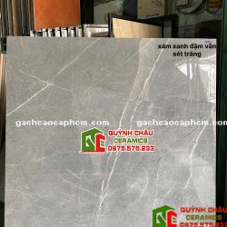 Gạch lát nền ấn độ 120x120 bóng kiếng màu xám vân trắng