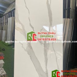 Gạch lát nền ấn độ 80x160 trắng vân đá marble vệt lớn summer white bóng kiếng