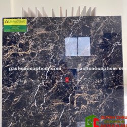 Gạch lát nền granite 100x100 vân đá nâu đen đẹp bóng kiếng sang chảnh