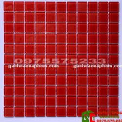 Gạch mosaic 30x30 thủy tinh màu đỏ trơn HD