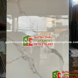 Gạch nhập khẩu ấn độ size 120x180 màu trắng vân đá họa tiết xám chéo Satvario White siêu bóng