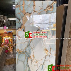 Gạch ốp lát 60x120 bóng kính vân nhũ vàng đẹp             