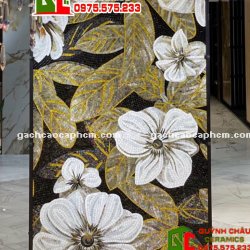 Gạch ốp lát mosaic thủy tinh 120x240 điểm hoa đẹp nhấn mẫu mới cao cấp