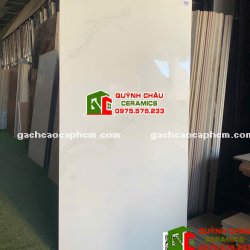 Gạch ốp tường 60x120 bóng kính trắng vân xám             