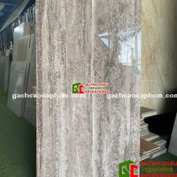 Gạch vân đá Travertine xám đậm bóng kiếng 60x120cm