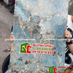 Gạch vân đá xanh cẩm thạch amazonite 60x120 bóng kiếng ấn độ