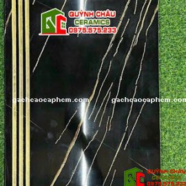 Gạch 47x120 đen khắc kim lát cầu thang tam cấp