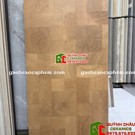  Gạch 60x120 giả gỗ họa tiết ghép màu nâu vàng
