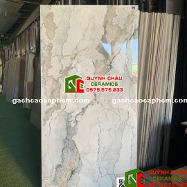 Gạch 60x120 trắng vân đá xám bóng kính        