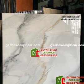 Gạch ấn độ 120x120 trắng xám nâu vân đá bóng kiếng
